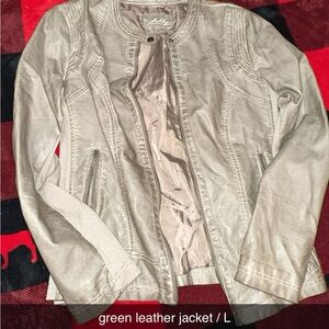 Olive green leather jacket